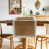 Natural Burlap Table Runner Farmhouse Jute Fabric Kitchen Coffee Tablecloths for Wedding Aisle Carpet Garden Outdoor Decorations