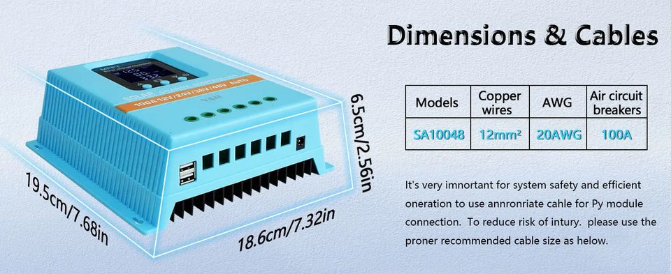 Y&H MPPT 60A 80A 100A Solar Charge Controller 12V 24V 36V 48V LCD Display Solar Panel Battery Intelligent Regulator