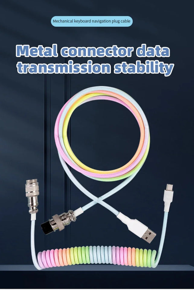 3M Type C Mechanical Keyboard Coiled Cable USB Keyboard Wire Mechanical Keyboard Aviator Desktop Computer Aviation Connector
