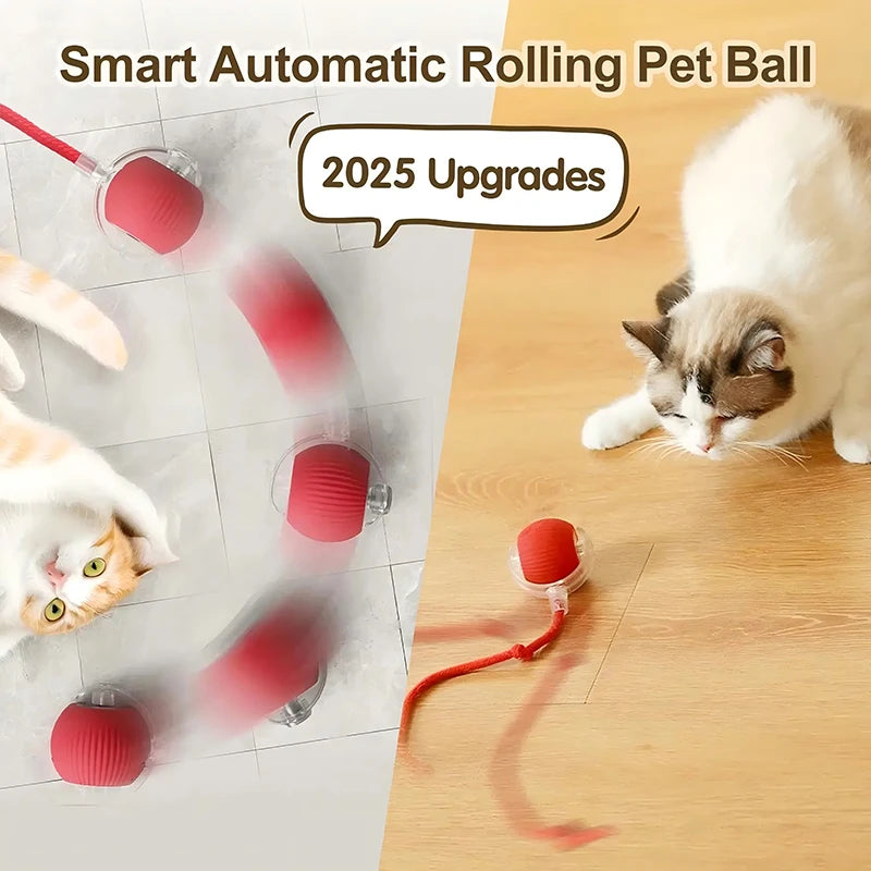 Cat Toys Automatic Rolling Ball Faux Tail Rechargeable Smart Pet Interactive Ball Electric Toy Dog Cat Training Imitate Mouse