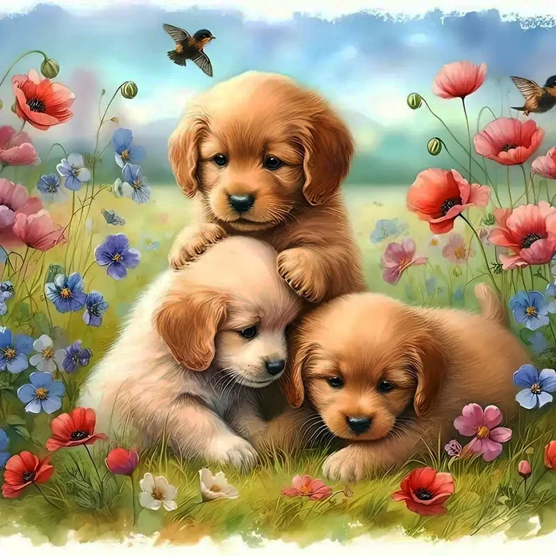 Huacan New Arrivals Diamond Painting Animal Dog Diy Full 5d Mosaic Flower Rhinestone Pictures at Home Decor Craft Kit