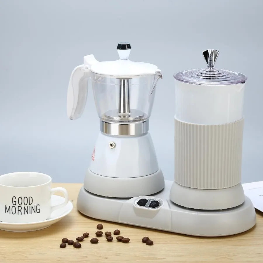 4 Cups Electric Coffee Machine Home Auto Milk Frothing All-In-One Machine Slow Extraction Italian Moka Pot Multifunction 400W
