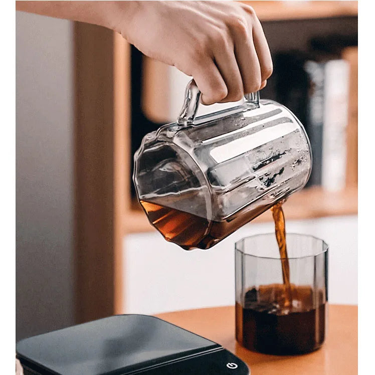 Household Coffee Maker Advanced Grey Glass Hand-brewed Coffee Drip Filter Cup Wood Pallet Sharing Pot Coffeeware Accessories