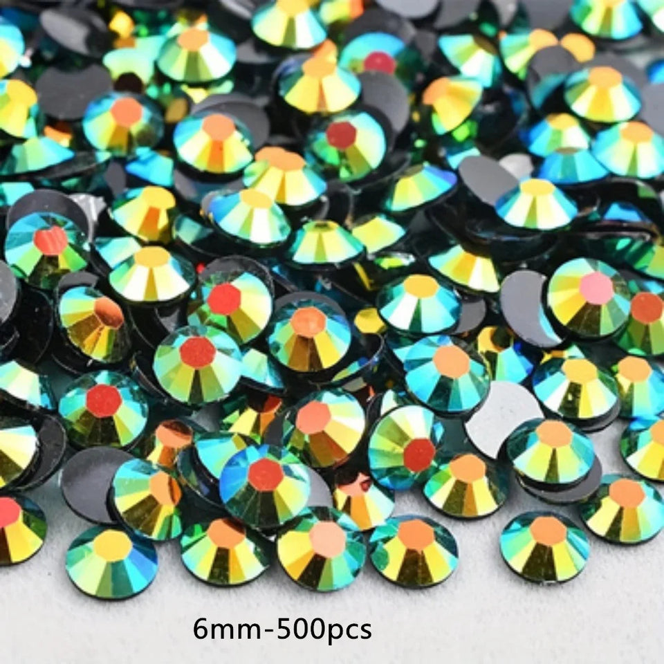 Resin Jelly Rhinestones White Jet Black AB 6mm-500pcs Non Hotfix Flatback Rhinestone For Nail Art Garment Decoration DIY
