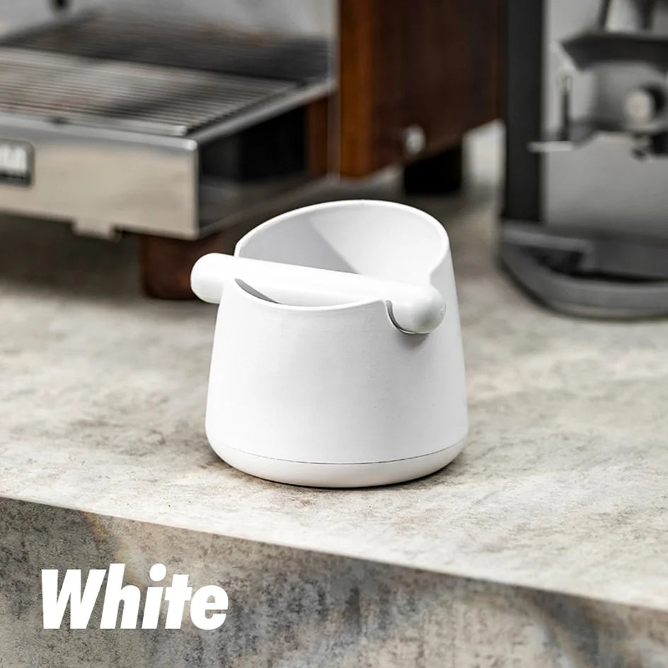 White Coffee Knock Box with Rubber Knock Bar 800ML Black Espresso Grounds Container Anti Slip Coffee Grind Waste Dump Bin