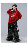 Boys Hip Hop Sweatshirt Shiny Vest Street Dance Cargo Pants Girls K-pop Clothes Set Kid Hip Hop Jazz Costume Children Streetwear