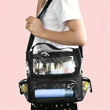 Makeup Brush Holder Backpack Makeup Artist Travel Case Clear Waterproof Cosmetic Organizer Bag with Adjustable Strap and Divider