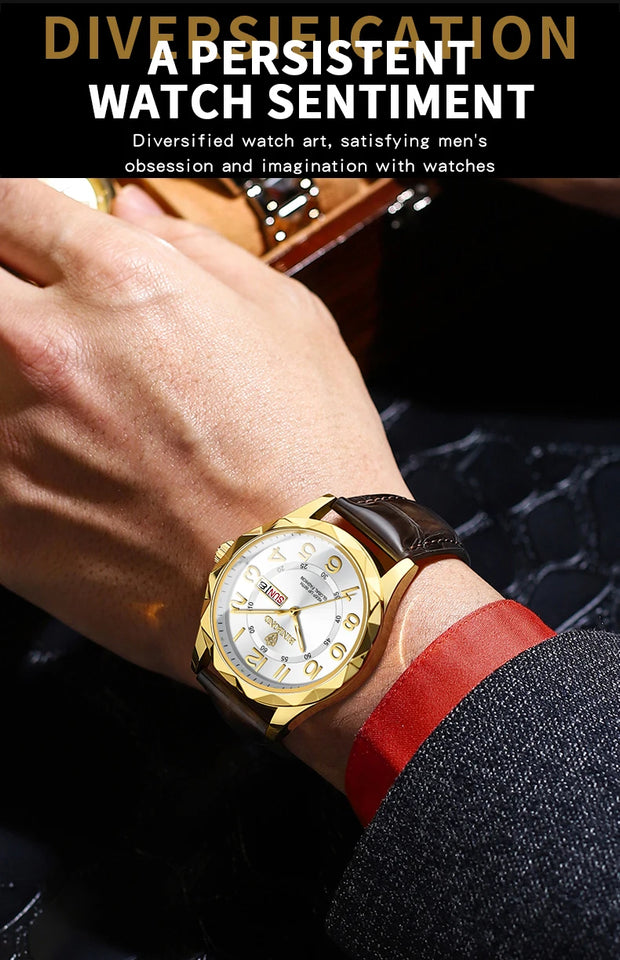BINBOND New Fashion Mens Casual Sports Watches For Men Retro Big Dial Quartz Watches Classic Leather Business Men Watches B5663