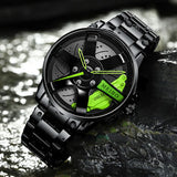 New Top Men Stainless Steel Watches Mens Car Wheel Hub Leather Quartz Watch For Male Military Sport Watch Relogio Masculino Hot