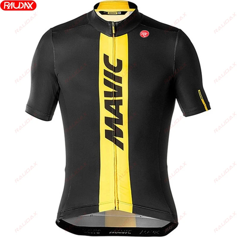 RX MAVIC 2024 New Summer Men's Cycling Set Road Bicycle Breathable Short Sleeve Bib Shorts Bicycle Moisture Wicking Sweatshirt