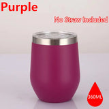 360ml Stainless Steel Eggshell Wine Tumbler Double Wall Vacuum Insulated Cup for Coffee Tea Office Home Travel