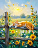 Huacan DIY Oil Painting By Numbers Sunset Cat Sunflower Home Decoration Wall Living Coffee Bar Room Decor Best Gift ﻿﻿﻿