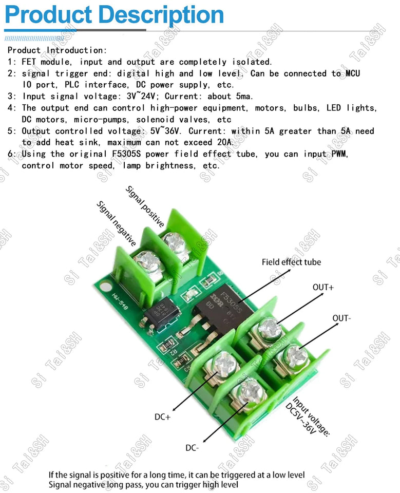 Electronic switch control board, pulse triggered switch module, DC controlled MOSFET optocoupler