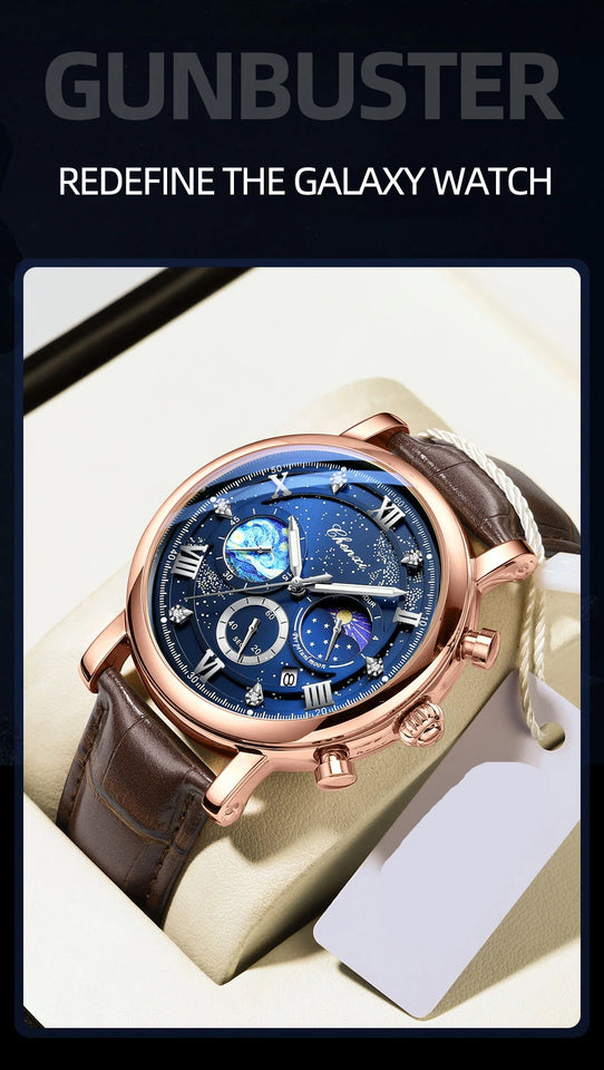 CHENXI Watches Luxury Men Waterproof Star Luminous Watch For Man High Quality Quartz Chronograph Leather Wristwatches Clock Male
