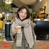Winter Fashion Black White Plaid Scarf for Women Men Classic Warm Chunky Soft Cashmere Feel Scarves Match Overcoat Knitted Shawl