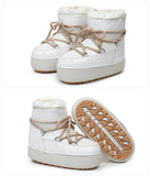 Ankle Boots Women Winter Genuine Leather Waterproof Platform Snow Boots For Warm Plush Non Slip Cotton Padded Shoes Size 34-41