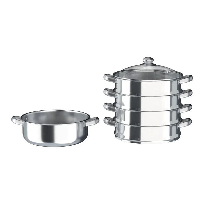 5 Tier Stainless Steel Steam Cooker Steamer Food Vegetable Pot Kitchen 26CM/28CM/30CM
