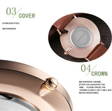 1 Set Women Leather Watches Minimalist Style 6.9mm Ultra Thin Dial Black Gift Box Adjuster Spare Strap Women's Dress Wristwatch