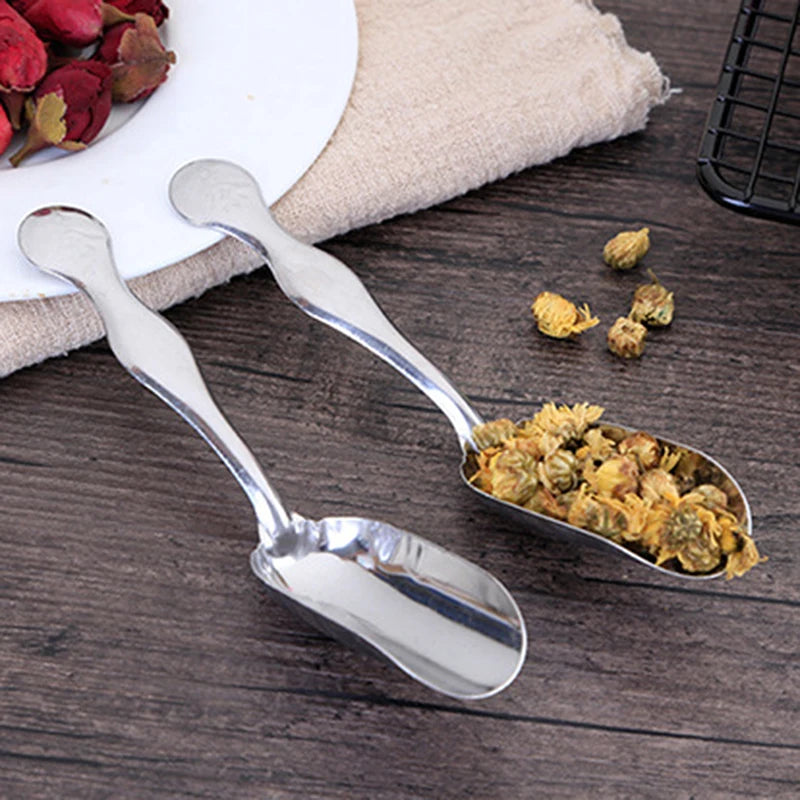 Stainless Steel Long Handle Teaspoon Measuring Shovel Spoon Vintage Loose Leaf Tea Scoop Coffee Bean Scooper Kitchen Sugar