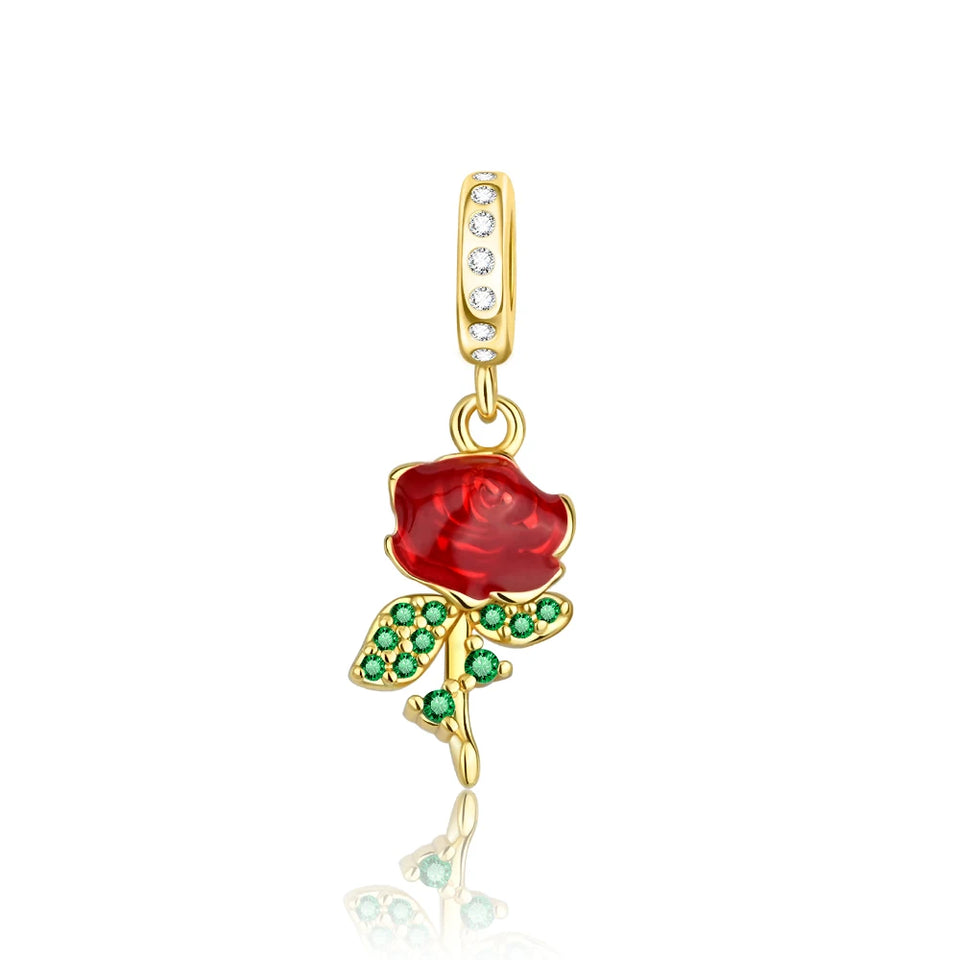 Red Series 925 Sterling Silver Koi Firecracker Dragon Heart Mushroom Coffee Machine Charm Fit DIY Bracelet Necklace Niche Gifts