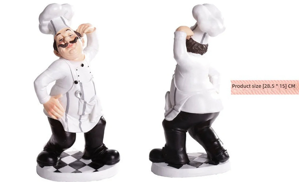 Restaurant Resin Decor - Chef Figurine & Bar Ornaments for Cafe, Commercial Kitchen Decorations Durable Resin Craft