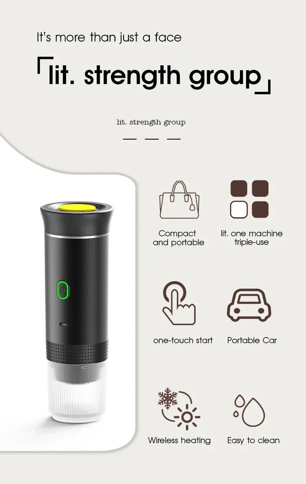 Coffee Machine Wireless Electric Portable Espresso Coffee Machine Maker 3-in-1 Capsule Powder Travel Coffee Maker