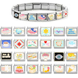 Cute Cats Flowers Planet Coffee Milk Cake Mountain Italian Charm Links Fit 9mm Stainless Steel Bracelet DIY Jewelry Making Gifts