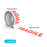 48mm×50M Packaging Tape Roll: Made of PP Material with Fragile Warning Reminder, Adhesive for Marking & Securing