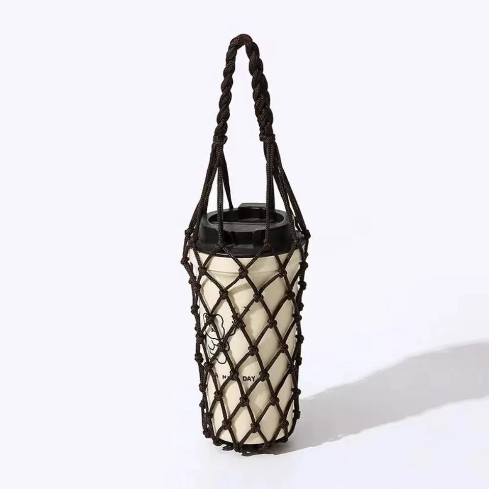 1 Hand Woven Mesh Bag,water Cup,portable Beverage and Coffee Bag,reusablehandheld Kettle Bag, Beverage Bag, Decorative Mesh Bag
