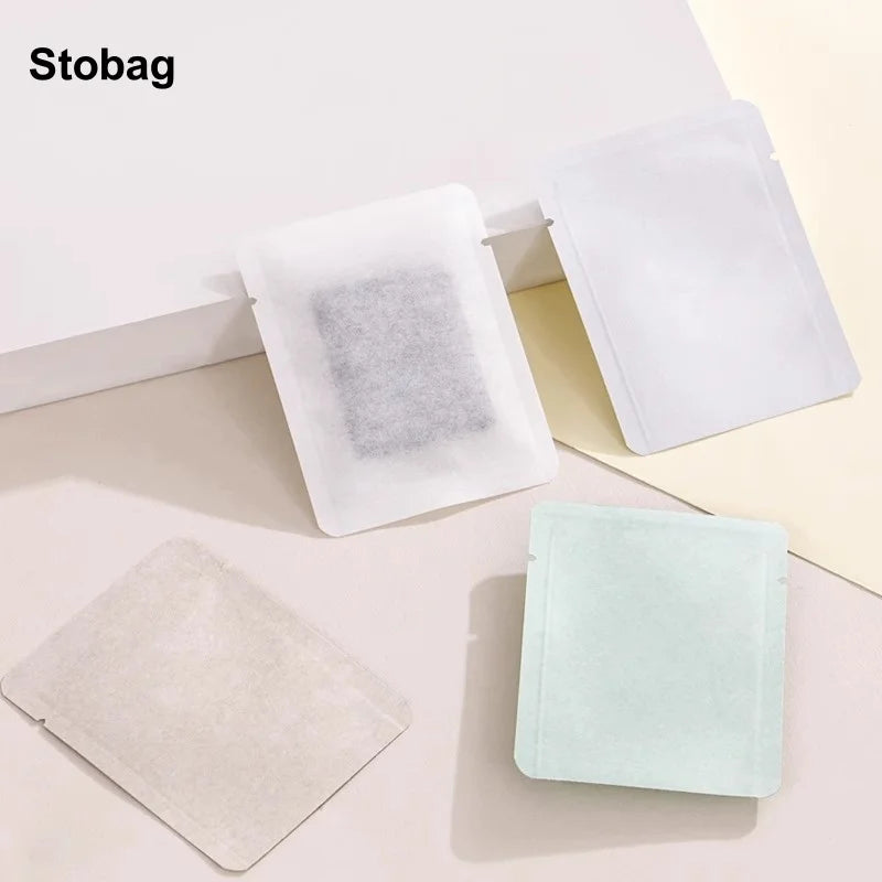 StoBag 200pcs Wholesale Cotton Paper White Packaging Bags Small Heat Sealing for Tea Coffee Powder Storage Pouches Portable