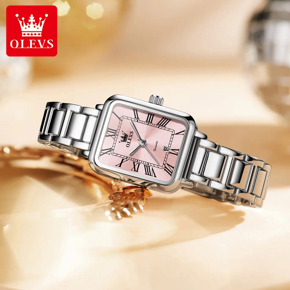 OLEVS 5641 Ladies Watch Fashion Luxury Original  Square Quartz Watch Waterproof Luminous Automatic Date Watches For Woman Gifts