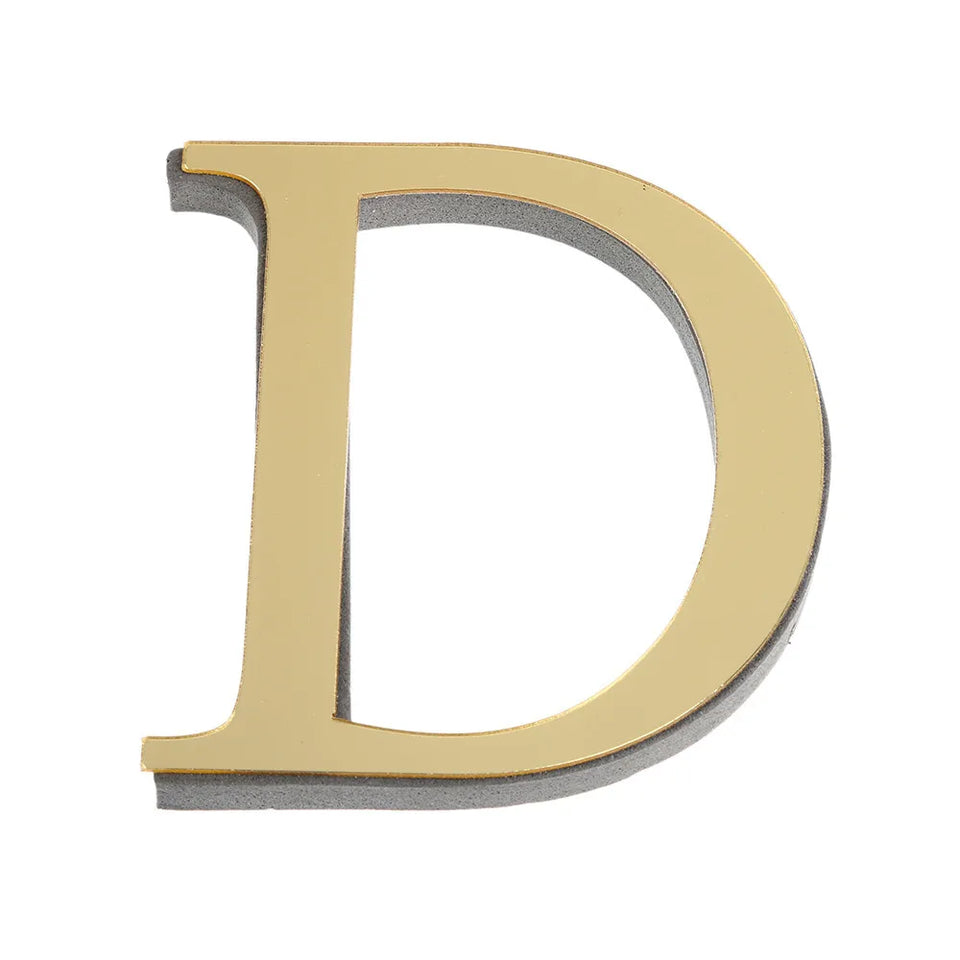 10CM 26 English Letters Wall Sticker 3D Mirror Acrylic Gold Wall Sticker Decals Self-Adhesive Home Party Decor Wall Art Mural