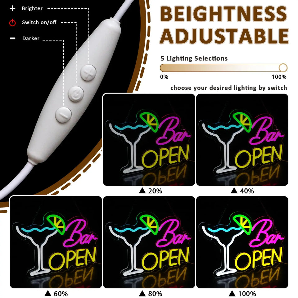 Cocktails Beer Neon Sign - Bright LED Bar Decor,  Commercial Pub & Home Bar, Grand Opening Gift for Bartenders & Brew Lovers