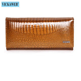 New Women Magnetic Hasp Wallet Genuine Leather Coin Purse Ladies Long Fashion Female Card Hold Money Bag AE501-1