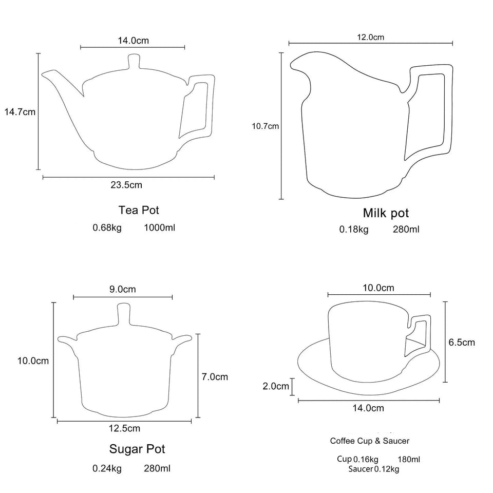 Nordic Ins Bone China Coffee Cup Golden Handle Coffee Pot Ceramic High Grade Milk Tea Pot Creative Afternoon Tea Black Tea Cup