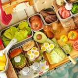 1/6 Dollhouse Mini Kitchen Storage Box Models Set Vegetable Preparation Fresh Keeping Lunch Box Tableware Decor