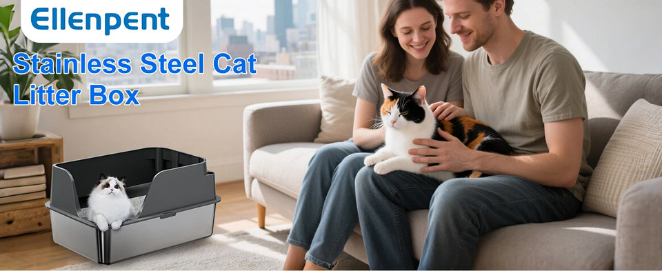 Stainless Steel Cat Litter Box,  Extra Large Splash-proof & Leak-proof Litter Box Suitable for Large Cats