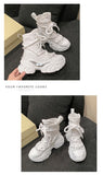 Women Ankle Boots Autumn Chunky Shoes Woman High Platform Breathable Sneakers 7.5CM Thick Sole Wedges Motorcycles Boots Winter