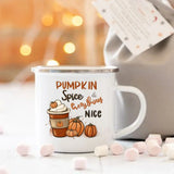 Pumpkin Spice and Everything Nice Enamel Mug Halloween Camping Mug Autumn Home Decor Fall Coffee Mug Festive Gifts for Kids
