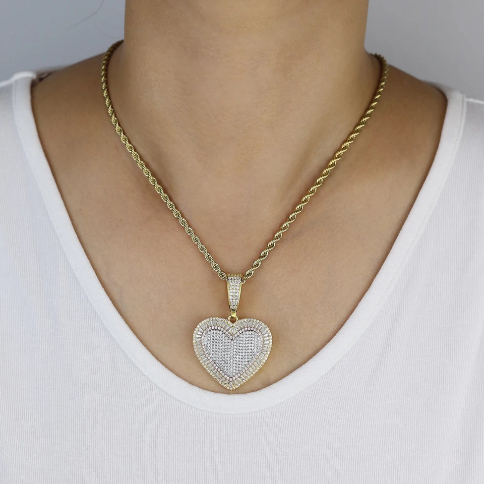 2026 New Arrivals Shiny Heart Shaped Pendant Necklace Micro Pave Bling Cubic Zirconia For Women Fashion Valentine's Day Gift