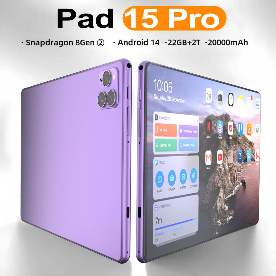 2025 New Original Global Edition Tablet Android 14 Pad 15 Pro 22GB+2TB Snapdragon 8 Gen3 Tablet 5G Dual Sim Card Hd Full Screen