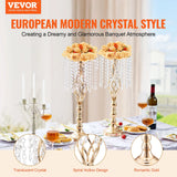 VEVOR Tall Crystal Wedding Flower Stand Metal Wedding Centerpiece Vase Gold Flower Holders Floral Display Rack for Wedding