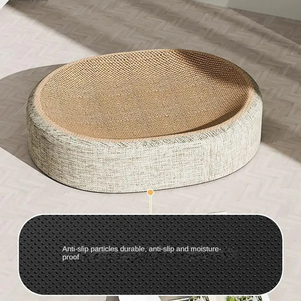 16.14x12.2x3.93 Sturdy Pet Sleeping Mat For Indoor Cat Bed 2 in 1 Scratcher Mat Cat Bed Oval Cat Scratcher Pad