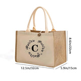Large Capacity Ladies Tote Bag, Letter Printing Faux Linen Button Handbag, Portable Travel Storage Travel Bag