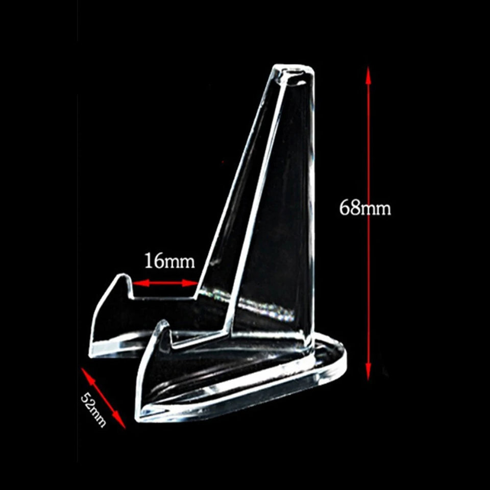 10PCS Acrylic Display Holder Transparent Triangle Commemorative Coin Photo Card Holder Display Rack Phone Stand Home Decor
