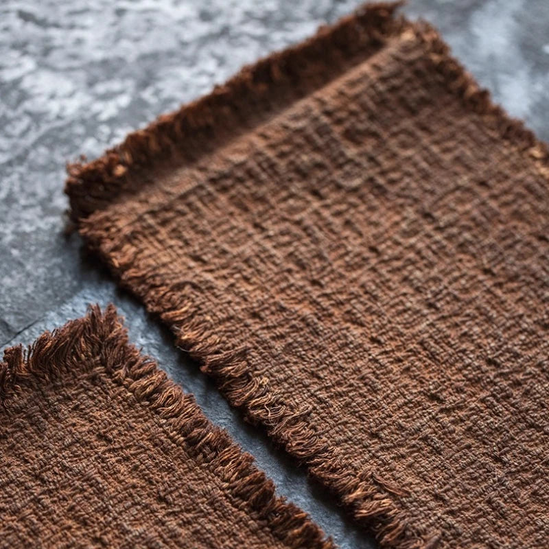 Tea mat, pure handmade plant table runner, pure cotton, thick coarse dry soaking, retro wabi-sabi tea ceremony accessories