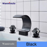 Wanmivezlo Waterfall Bathroom Basin Faucet Deck Mounted Cold Hot Water Mixer Single Hole Water Tap 3 Holes Washing Tap