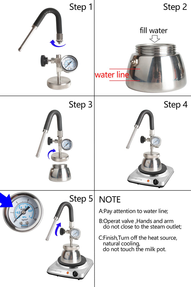 capsulone 2 ways use steam milk foam pot Moka Pot milk frother for coffee milk Latte art color black