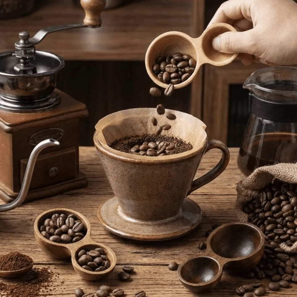 Dual-Headed Wooden Coffee Spoon Short Handle Serving Cutlery Measuring Spoon Wear-resistant Rust-proof Coffee Bean Spoon