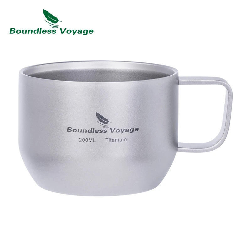 Boundless Voyage Titanium Double Wall Mug Metal Coffee Tea Cup Mini Espresso Cup Ultralight Durable Portable Drinkware Ti3086D